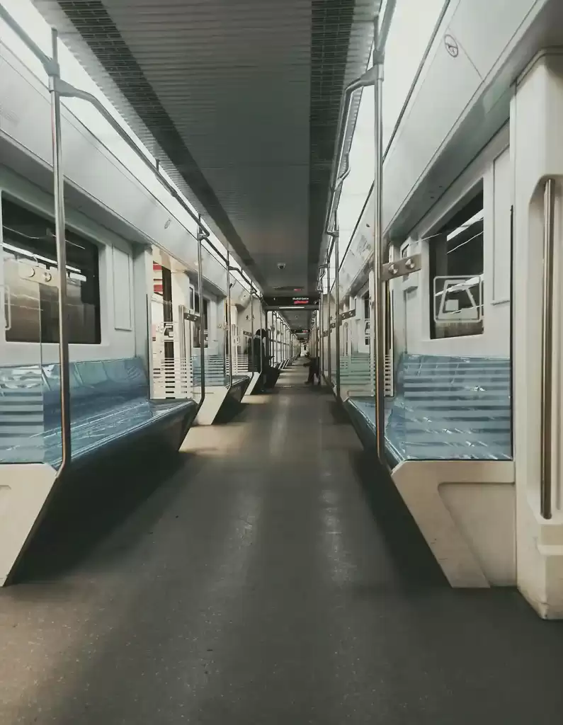 Inside the train of the Tehran metro